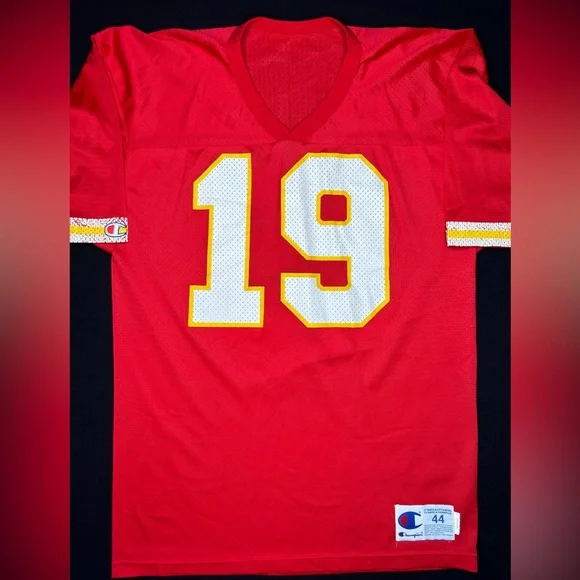 Kansas City Chiefs Joe Montana Jersey Mens Size 44 Champion Red Vintage - Picture 1 of 7